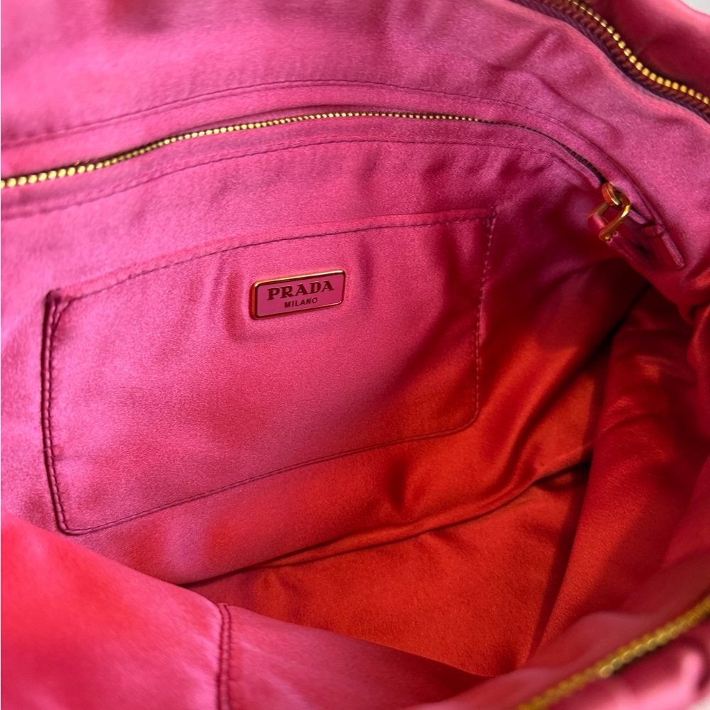 Prada Fuchsia Satin Pouch with Gold Accent - Picture 14 of 16